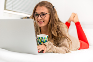 Girl looking at computer